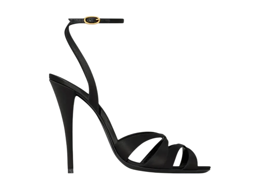 サンローラン ウィメンズ シャンデル サンダル サテンクレープ "ブラック"