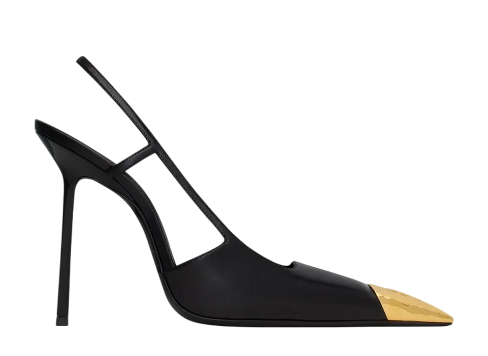 サンローラン ウィメンズ ジャンヌ スリングバックパンプス スムースレザー "ブラック/ゴールド"