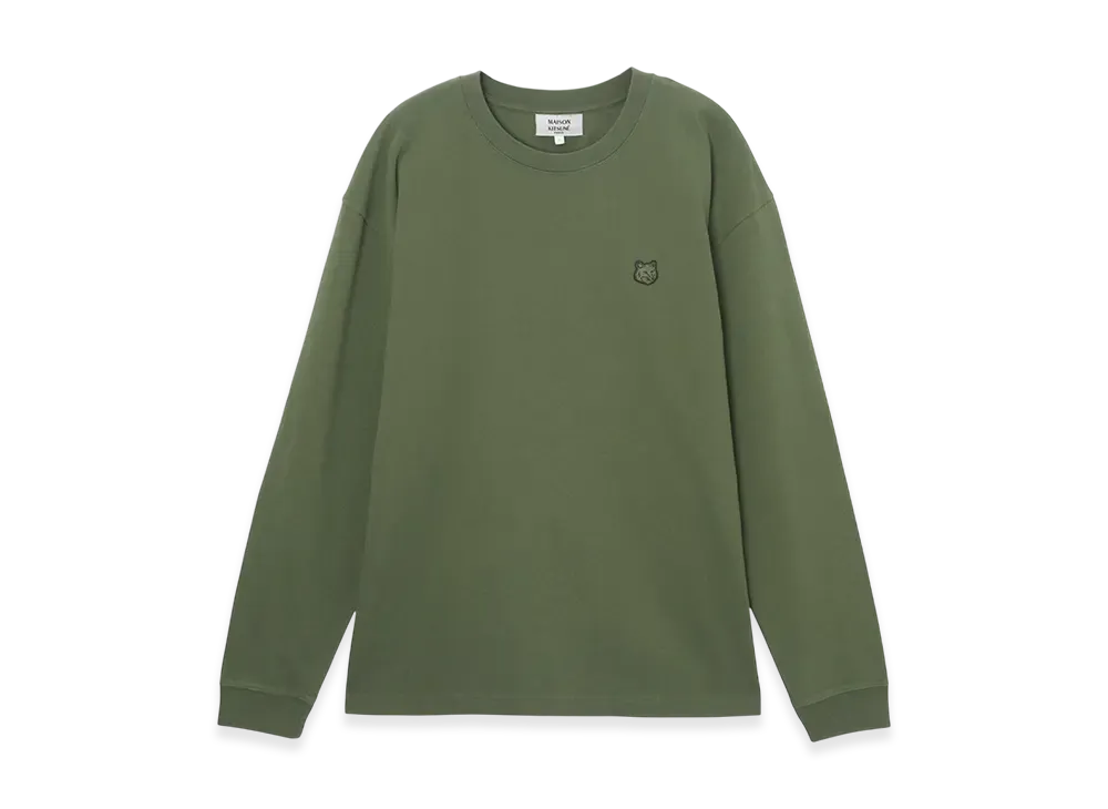 Maison Kitsune Bold Fox Head Patch Comfort Long Sleeve T-Shirt "Military Green"