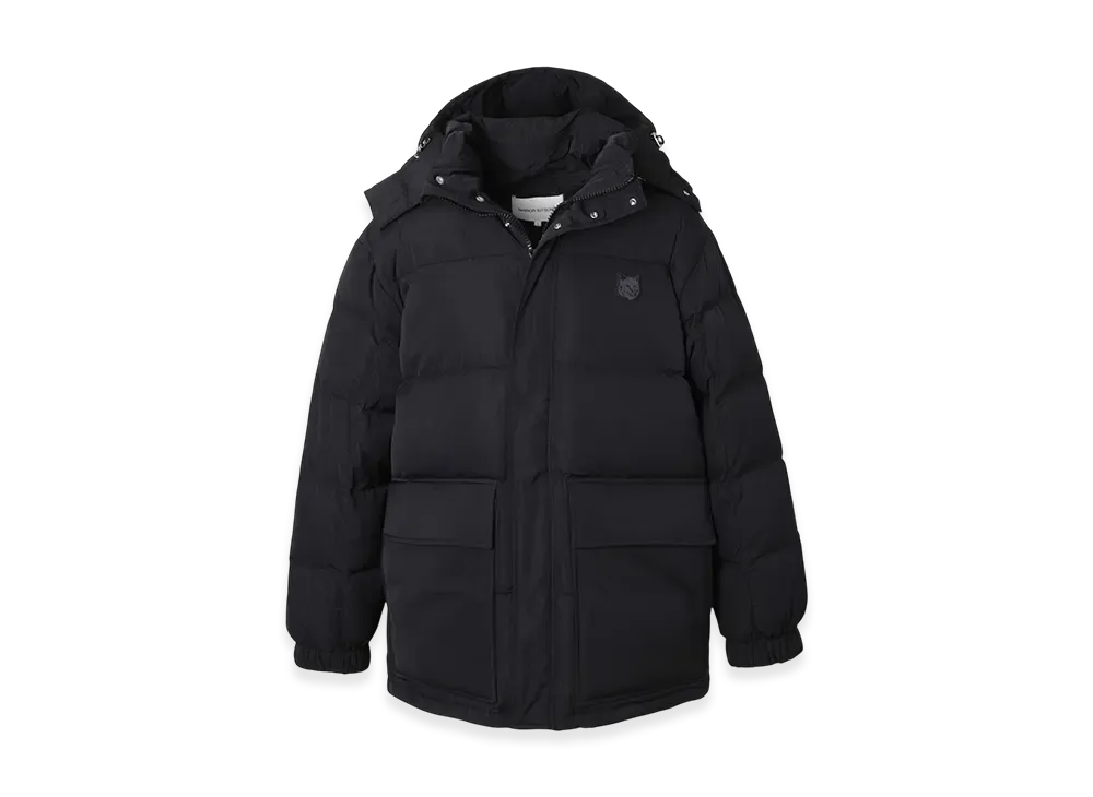 Maison Kitsune Hooded Puffer In Nylon With Bold Fox Head Patch "Black"
