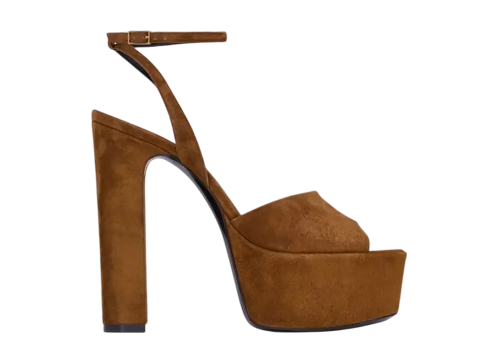 サンローラン ウィメンズ ジョディ プラットフォームサンダル スウェード "ブラウン"
