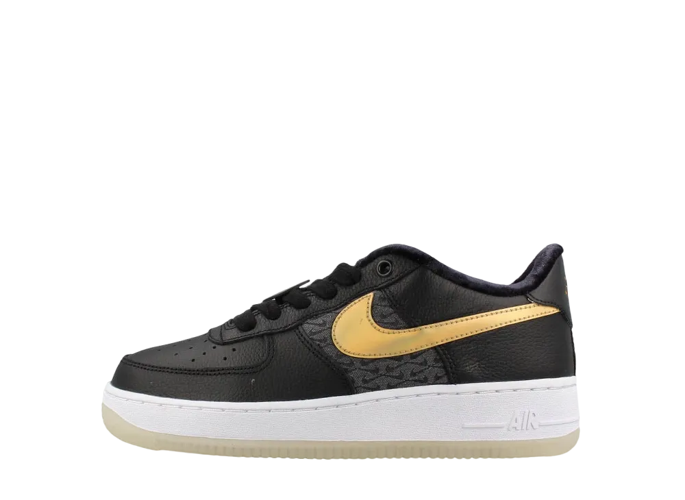 Nike GS Air Force 1 Low LV8 "Black/Metallic Gold/White"
