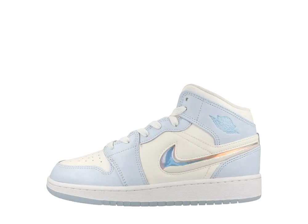 ナイキ GS エアジョーダン1 ミッド SE "ブルー ティント/サミットホワイト/ホワイト/アイスブルー" (キッズ)