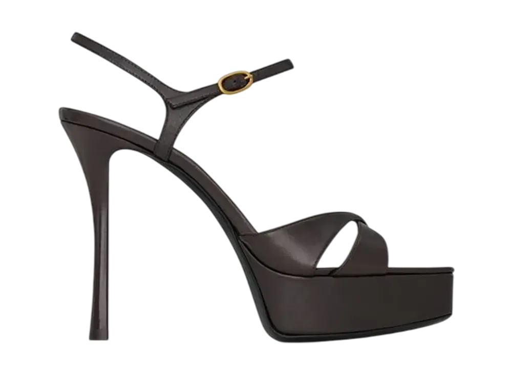 サンローラン ウィメンズ デビー プラットフォームサンダル スムースレザー "イーグルブラウン"