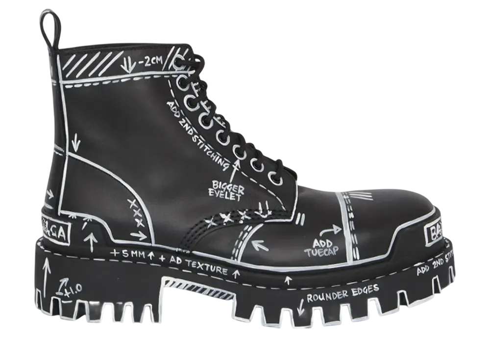[BALENCIAGA]ストライクL20プリンティングブーツ Balenciaga Men's Combat Strike L20 Print Canvas Lace-Up