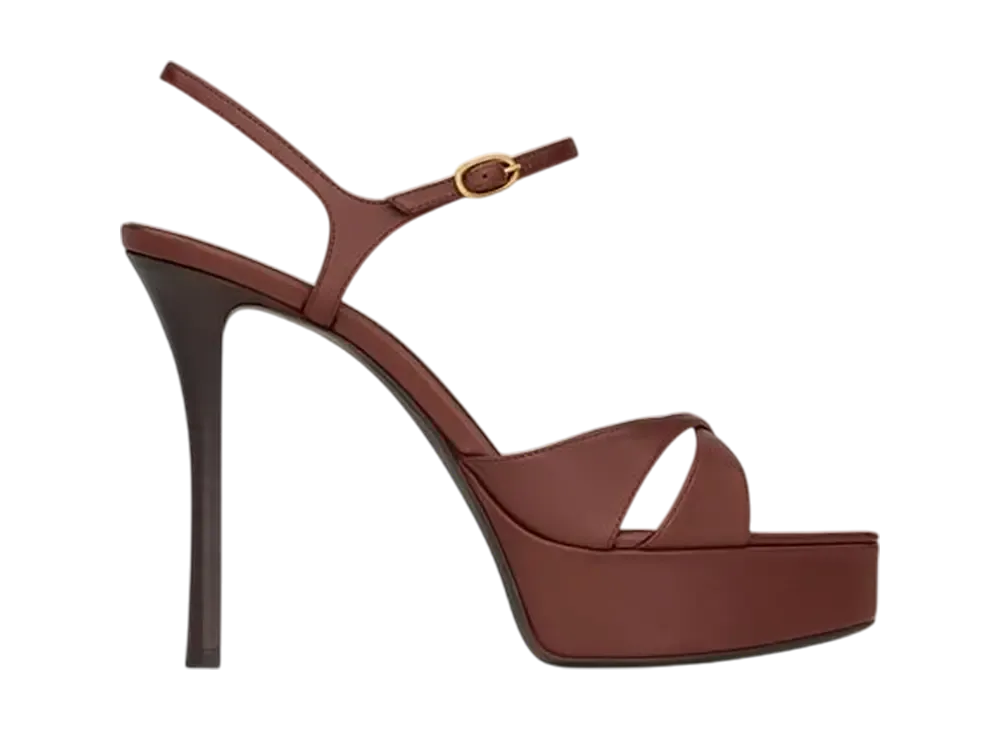 サンローラン ウィメンズ デビー プラットフォームサンダル スムースレザー "エステティックブラウン"