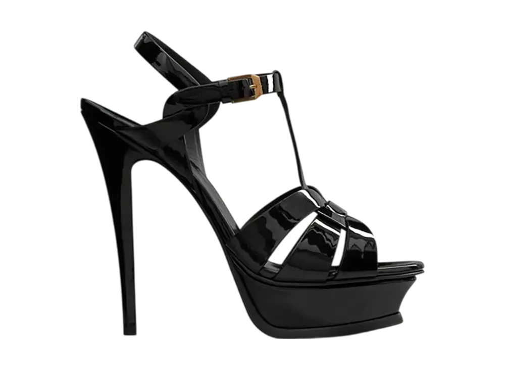 サンローラン ウィメンズ トリビュート プラットフォームサンダル パテントレザー "ブラック"