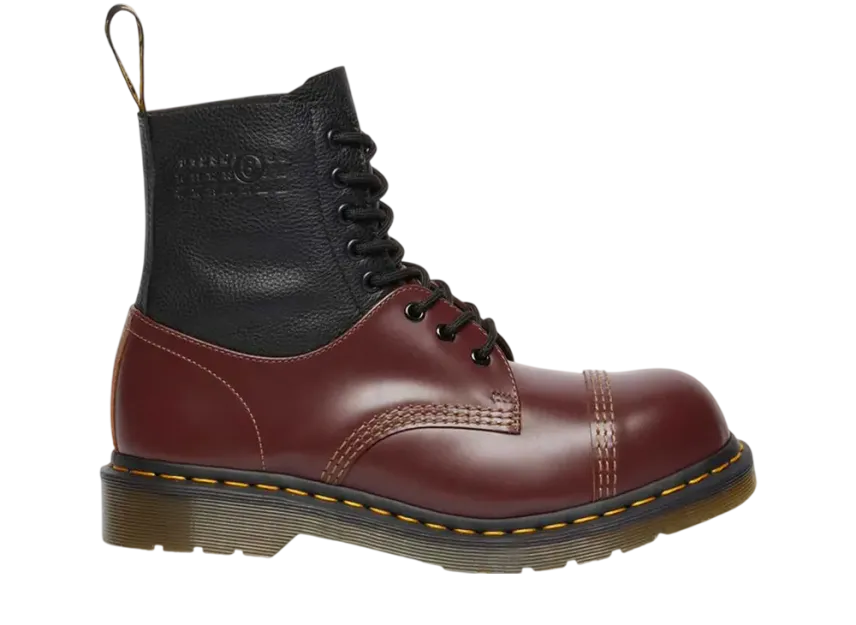 MM6メゾンマルジェラ × ドクターマーチン 1460 ツイスト スティールトゥ レザーブーツ ""ブラックオックスブラッド"