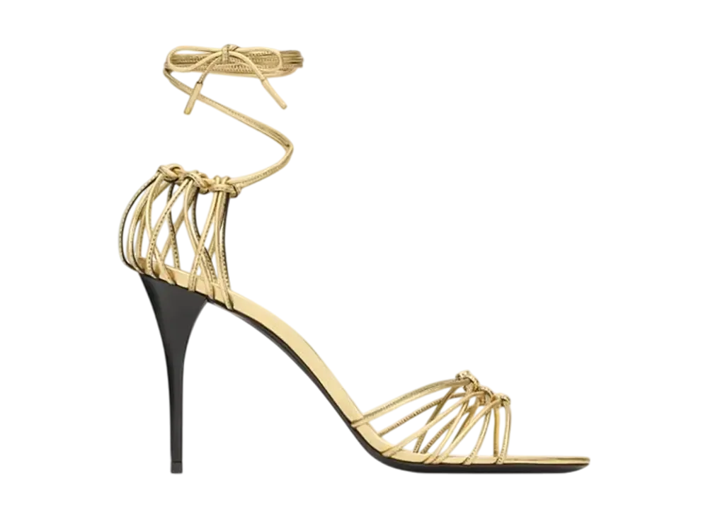 サンローラン ウィメンズ バビロン サンダル メタリックレザー "ゴールド"