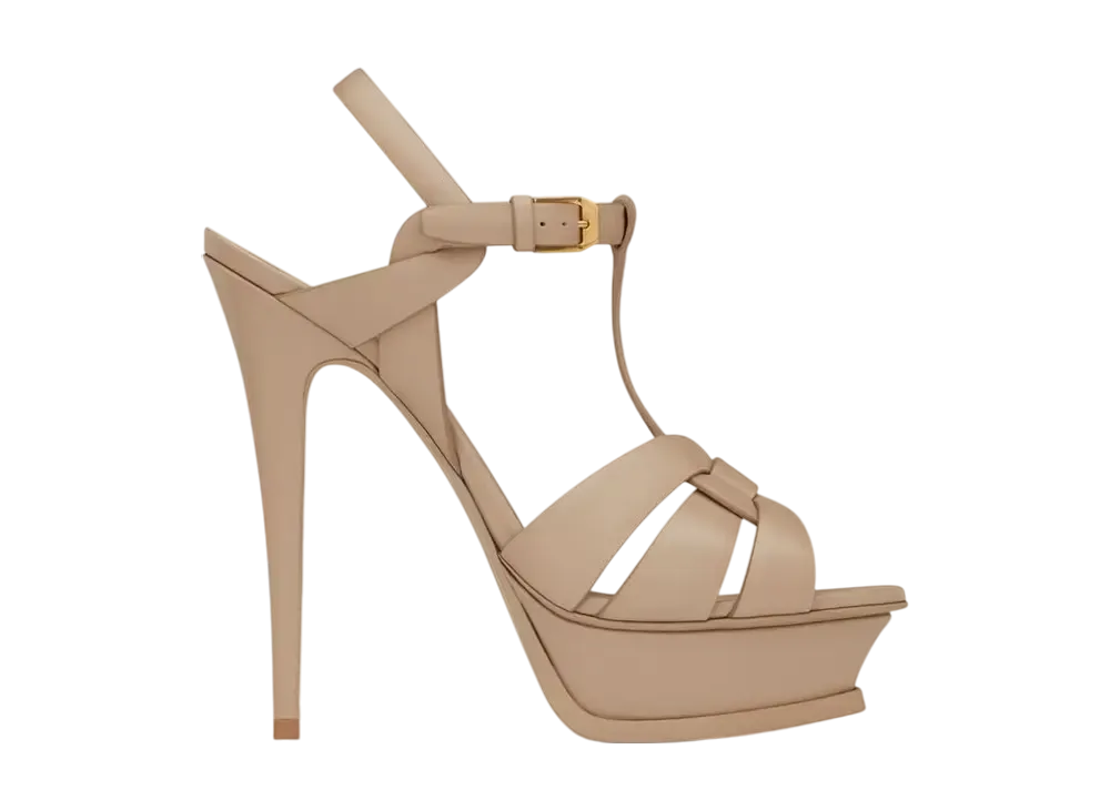 サンローラン ウィメンズ トリビュート プラットフォームサンダル スムースレザー "ダークベージュ"