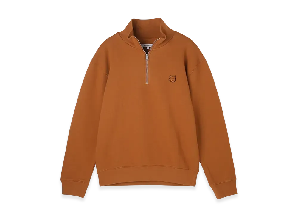 Maison Kitsune Bold Fox Head Patch Comfort Half Zip Sweatshirt "Tobacco"