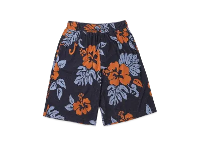 Maison Kitsune Jacquard Oversize Jog Shorts In Towelling "Deep Navy Design"