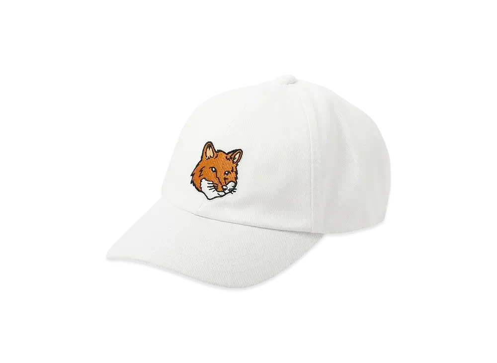 Maison Kitsune Large Fox Head Embroidery 6P Cap "White"