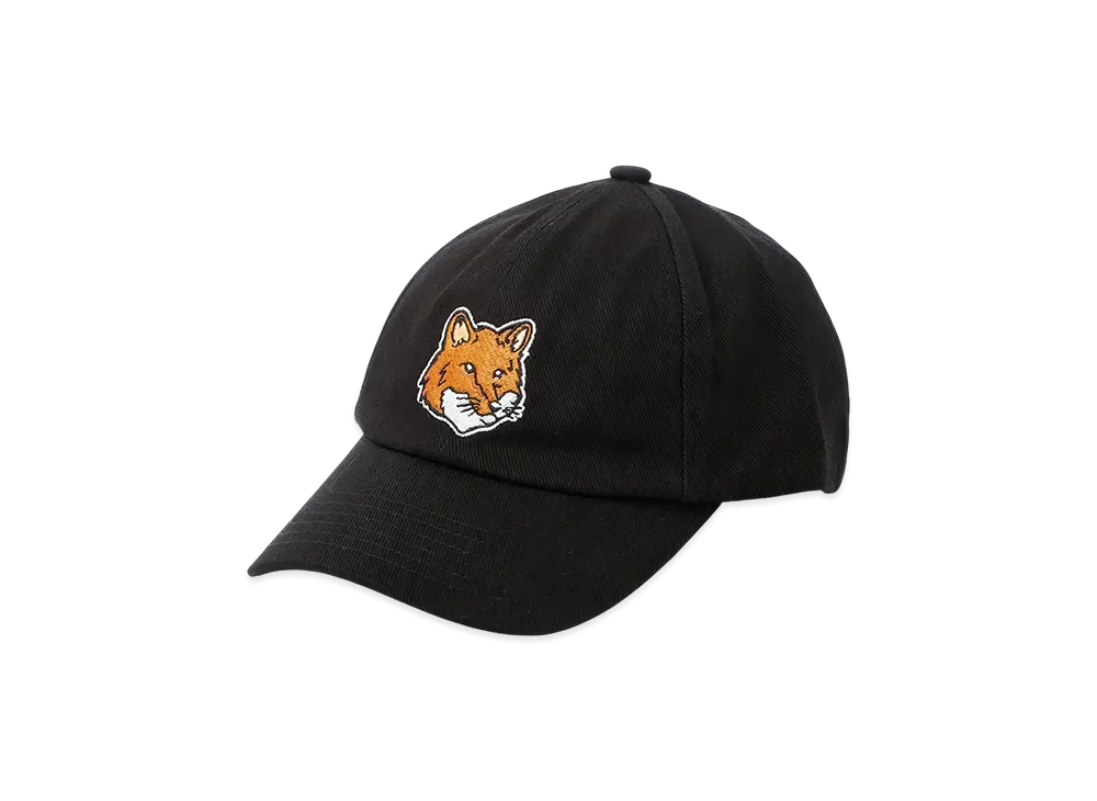 Maison Kitsune Large Fox Head Embroidery 6P Cap "Black"