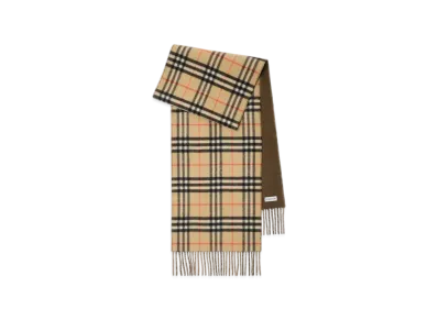 Burberry Reversible Check Cashmere Scarf "Sand/Bison"