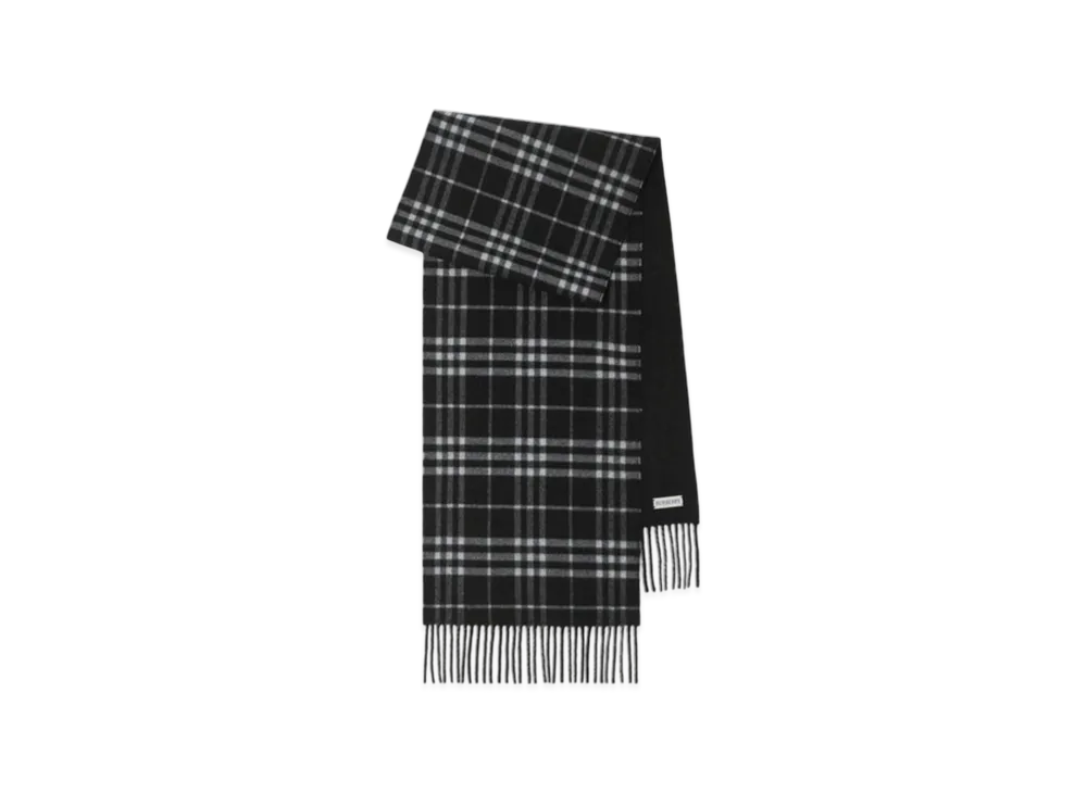 Burberry Reversible Check Cashmere Scarf "Black/Calico"