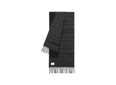 Burberry Reversible Check Cashmere Scarf "Charcoal/Black"