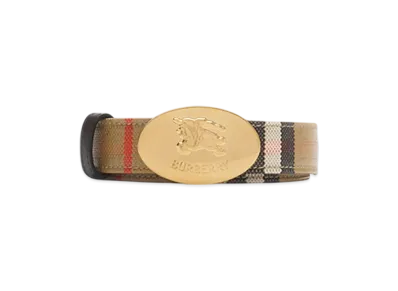 Burberry Reversible Check Night Stamp Belt "Sand/Pete/Gold"