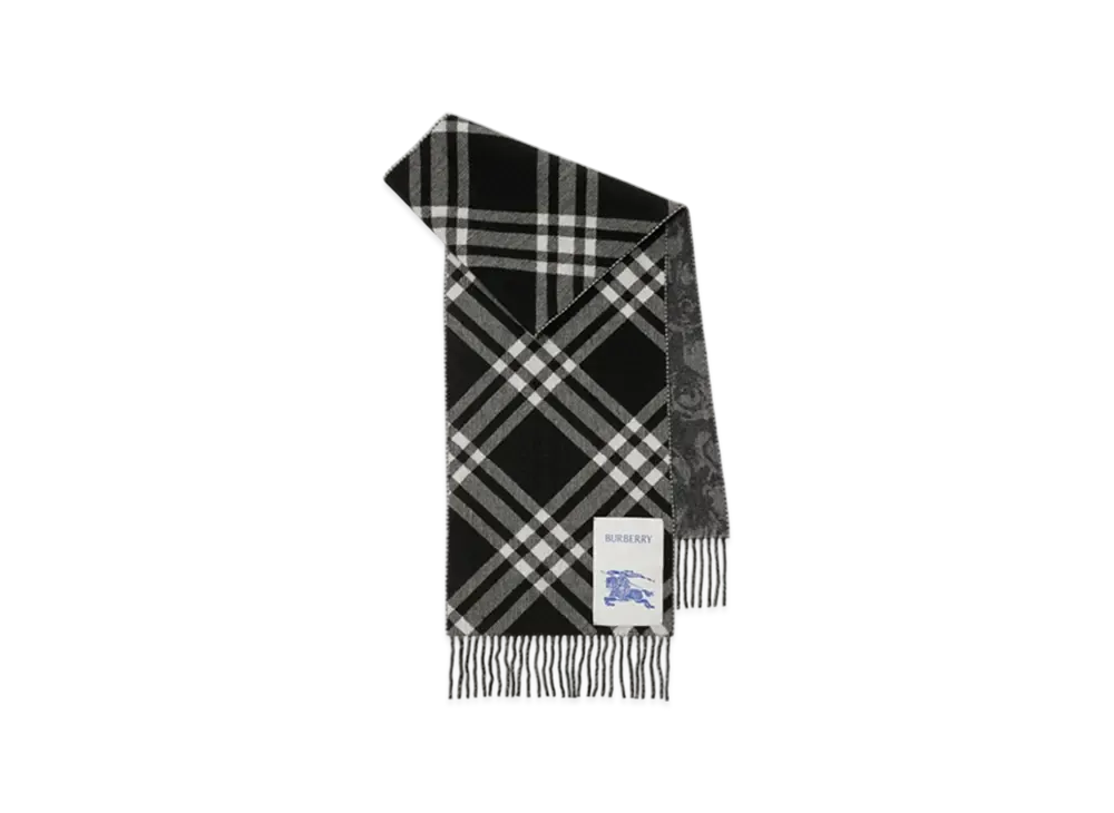 Burberry Reversible Check Rose Cashmere Scarf "Black"