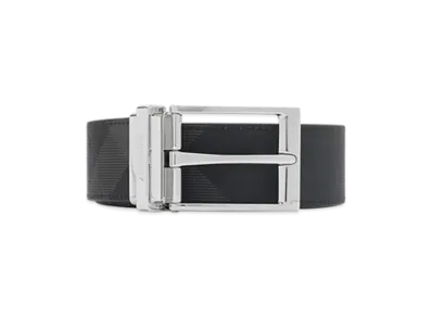 Burberry Reversible Check Belt "Charcoal/Silver"