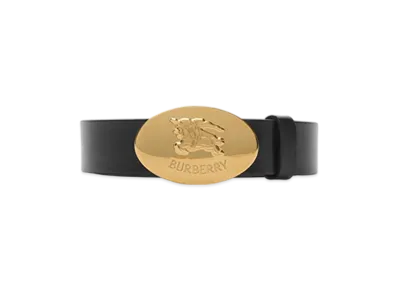 Burberry Reversible Leather Oval Night Stamp Belt "Black/Hazel"