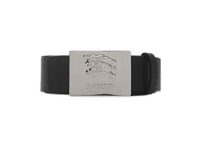 Burberry Reversible Leather Square Night Stamp Belt "Black/Hazel/Silver"