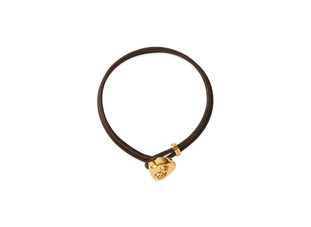 Burberry Leather B Shield Bracelet "Gold/Military"