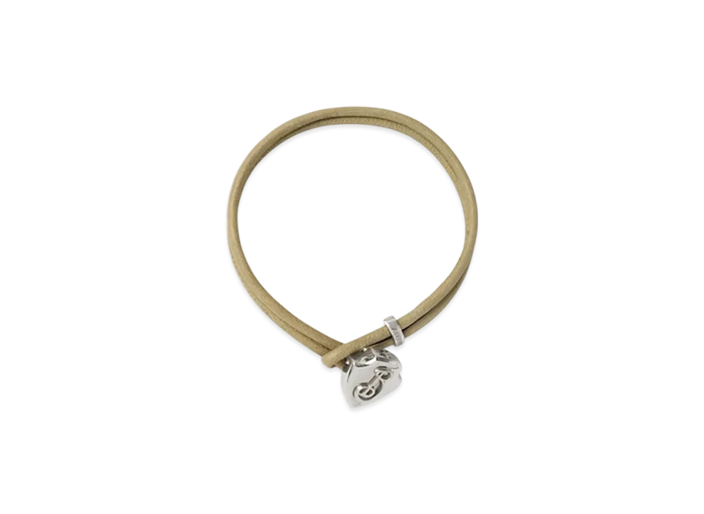 Burberry Leather B Shield Bracelet "Silver/Artichoke"