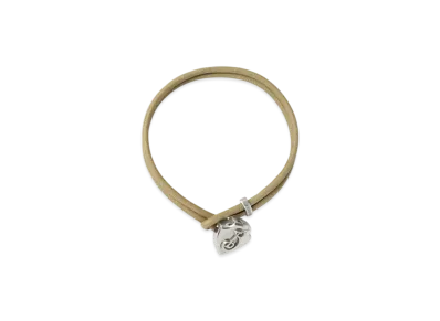 Burberry Leather B Shield Bracelet "Silver/Artichoke"