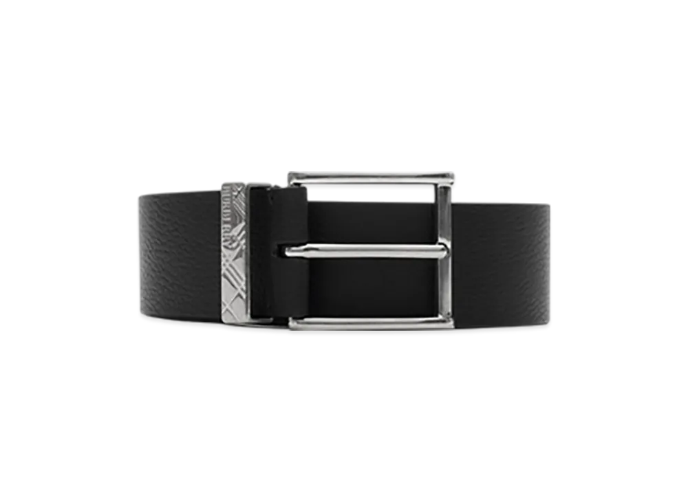 Burberry Leather Engraved Check Belt "Black"
