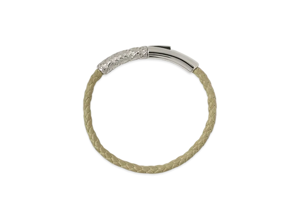 Burberry Leather Check Bracelet "Silver/Artichoke"