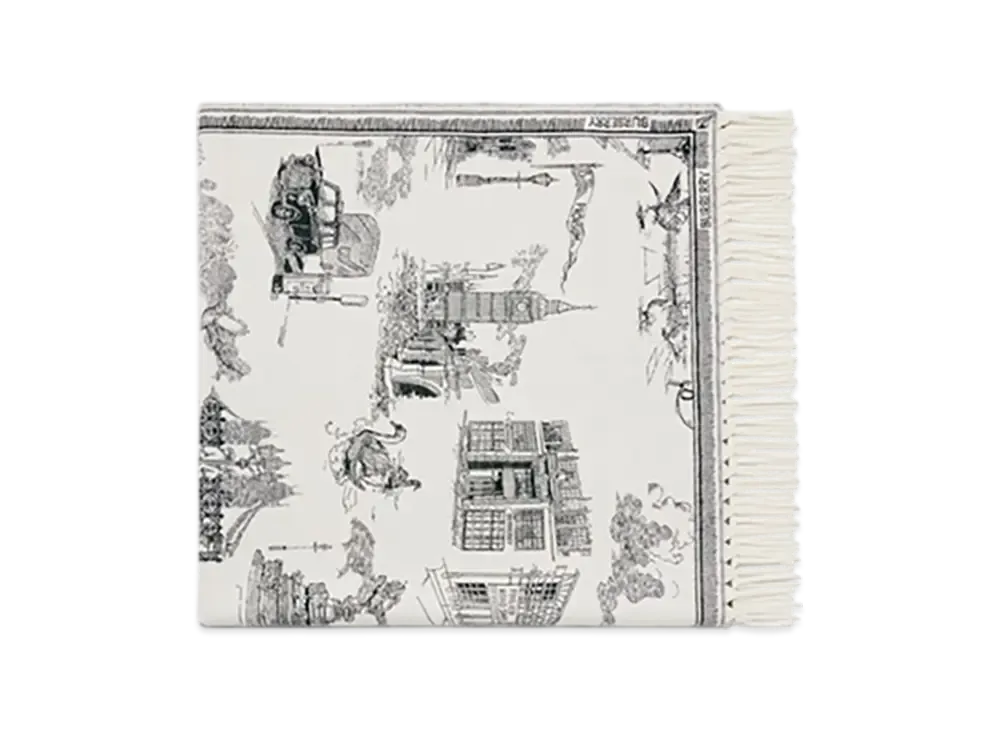 Burberry London Landmarks Cashmere Wool Blanket "Monochrome"