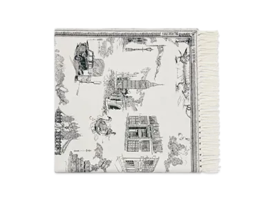 Burberry London Landmarks Cashmere Wool Blanket "Monochrome"