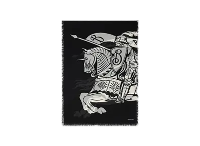 Burberry Wide EKD Wool Scarf "Black/Calico"