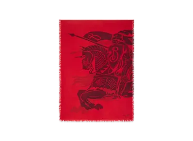 Burberry Wide EKD Wool Scarf "Oxblood"