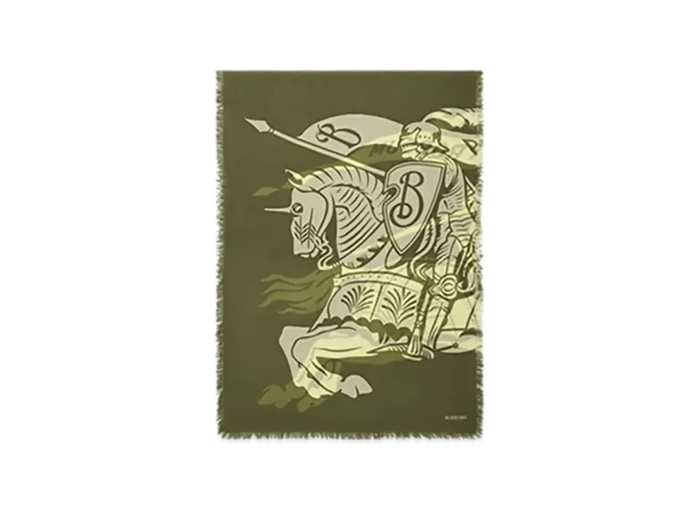 Burberry Wide EKD Wool Scarf "Pea"