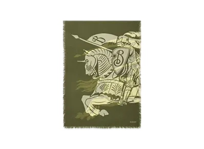 Burberry Wide EKD Wool Scarf "Pea"