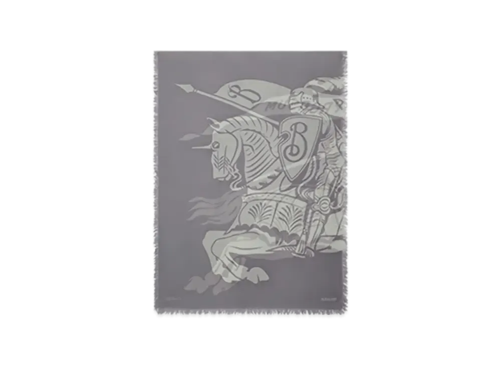 Burberry Wide EKD Wool Scarf "Mist"