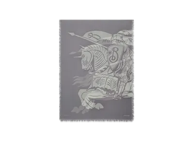 Burberry Wide EKD Wool Scarf "Mist"