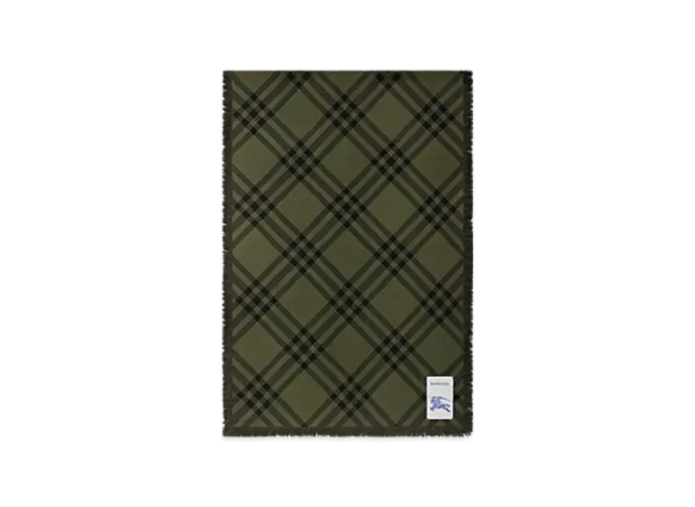 Burberry Wide Check Wool Silk Scarf "Shrub/Black"