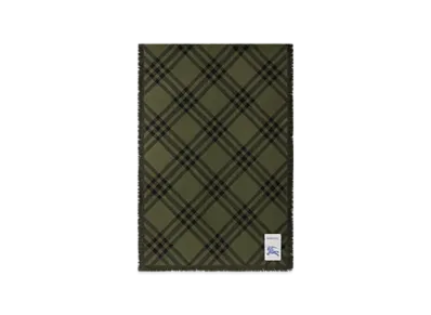 Burberry Wide Check Wool Silk Scarf "Shrub/Black"