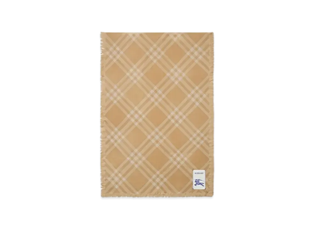Burberry Wide Check Wool Silk Scarf "Sand/Ecru"