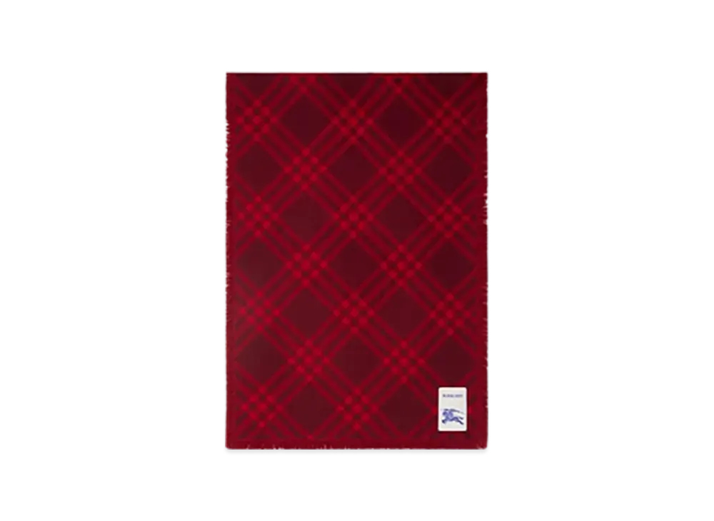 Burberry Wide Check Wool Silk Scarf "Oxblood/Pillar"