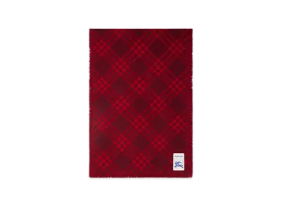 Burberry Wide Check Wool Silk Scarf "Oxblood/Pillar"