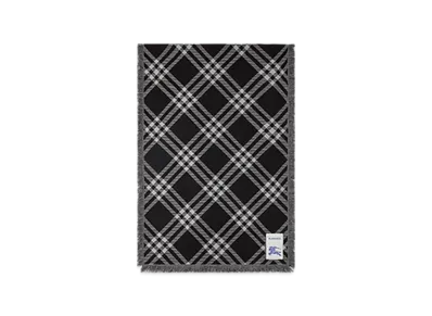 Burberry Wide Check Wool Silk Scarf "Black/Calico"