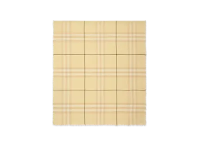 Burberry Wide Check Wool Scarf "Buff"