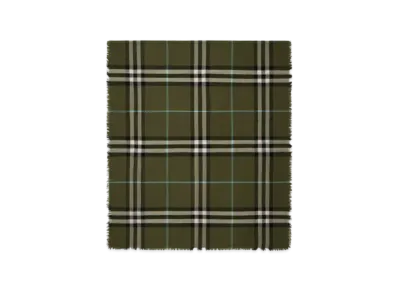 Burberry Wide Check Wool Scarf "Pea"