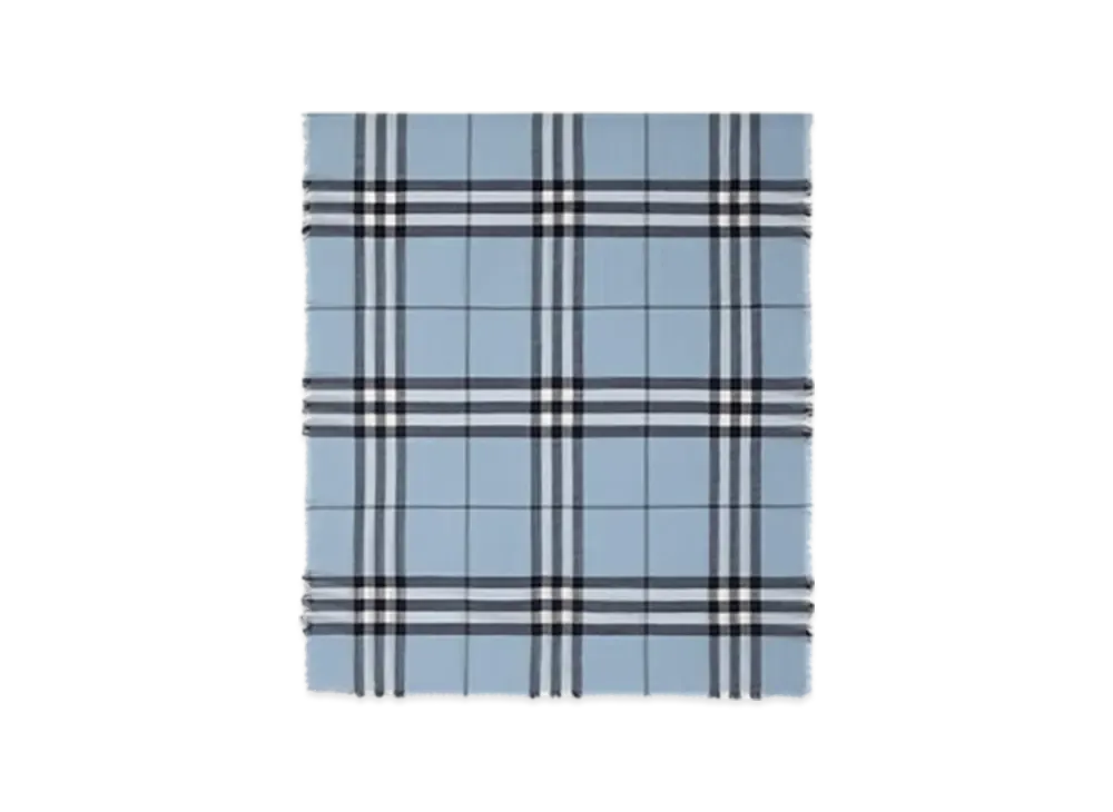 Burberry Wide Check Wool Scarf "Bank Blue"