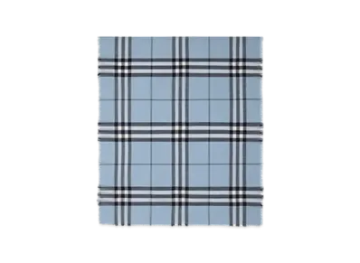 Burberry Wide Check Wool Scarf "Bank Blue"