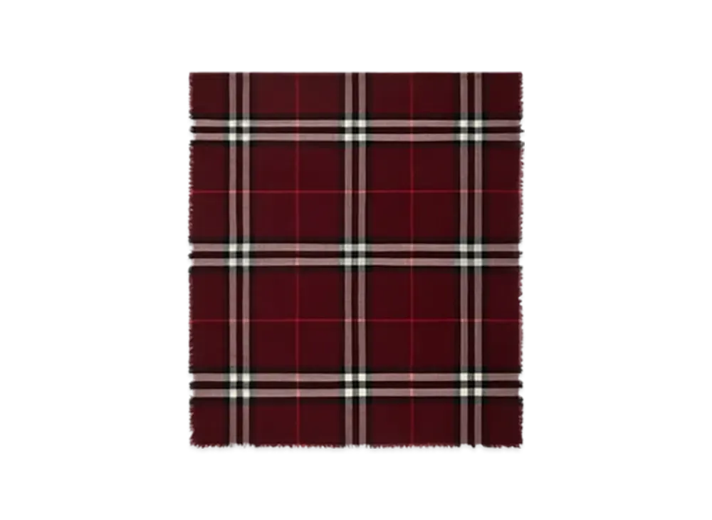 Burberry Wide Check Wool Scarf "Oxblood"